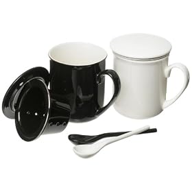 Yedi Houseware Classic Coffee and Tea Black and White Mugs With Filter and Spoon, Set of... by Yedi Houseware