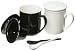 Yedi Houseware Classic Coffee and Tea Black and White Mugs With Filter and Spoon, Set of 2, Gift Boxed