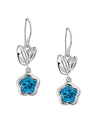Blue Flower Cubic Zirconia Earrings in Sterling Silver - Shepherds Hook