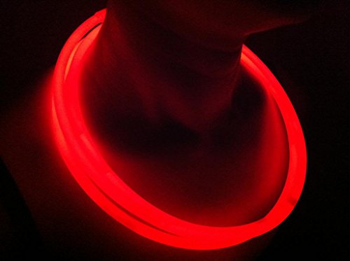 200 Glow With Us Brand 22" RED Glow Necklaces Bulk Wholesale Pack with FREE 100 Assorted Colors Glow Bracelets and FREE Shipping