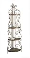 Corner Rack with Scroll Design Sides, Top Finial, Four Textured Shelves and Antique Gold and Copper Finish from CBK Home