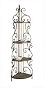 Corner Rack with Scroll Design Sides, Top Finial, Four Textured Shelves and Antique Gold and Copper Finish from CBK Home
