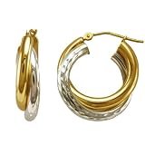 Bonded 14k Gold and Sterling Silver Two-Tone Hoop Earrings