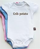 Crib potato short sleeve baby bodysuit / onesie - white, pink or baby blue