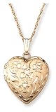 14k Gold Filled Engraved Flowers Heart Locket, 18