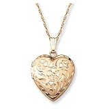 14k Gold Filled Engraved Flowers Heart Locket, 18