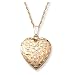 14k Yellow Gold Filled Engraved Flowers Heart Locket, 18"