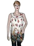 Red Green Floral Printed Sleeveless Bohemian Summer Tunic Top Womens Blouse S