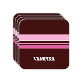 Personal Name Gift - "VAMPIRA" Set of 4 Mini-Mousepad Coasters (pink design)