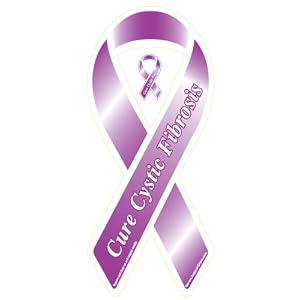 Cure Cystic Fibrosis Purple Ribbon Magnet by 