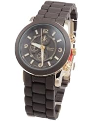 Womens Chrono-style Mini-Size Two Tone Matte Finish Bracelet Watch-Brown