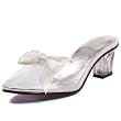 Clear Sexy Womens Pump Slide Sandal White Bow Princess Fairytale Halloween Costume Shoe 2 Inch Heel
