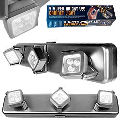 Extra Strong Under Cabinet Portable Light Fixture 3 Light Heads - 9 Bright Leds This Innovative Under Cabinet Light Allows You to Place Light Where You Need It Without the Hassle of Cords and Plugs