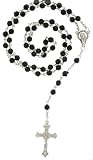 Black Faceted Chain Link Rosary - 26 in. Necklace - 19 in. Overall