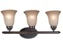 Kenroy Home 80443COCO San Souci Three-Light Vanity Light with 6-Inch Amber Scavo Glass Shades