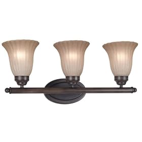 Kenroy Home 80443COCO San Souci Three-Light Vanity Light with 6-Inch Amber Scavo Glass... by Kenroy Home