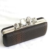 Skull Knuckle Duster Clutch - Brown Pu Leather