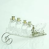 20 Clear and Frosted Reindeer Pulled Sleigh Christmas Taper Candle Holder