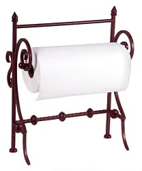 Dark Red Countertop Paper Towel Holder with Scroll Accents
