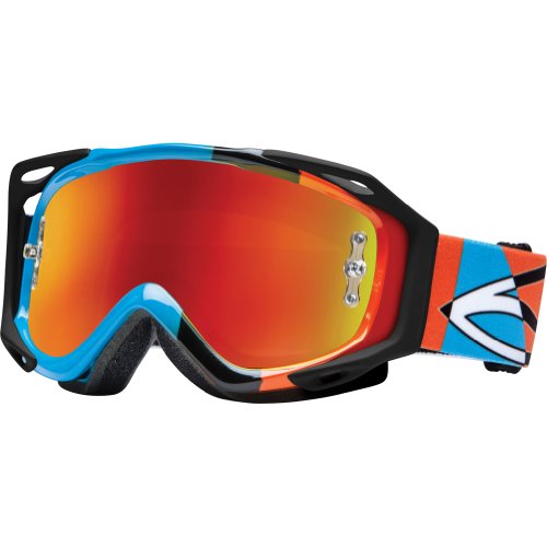 Smith Optics Fuel V.2 Sweat X-M Motocross Goggles (Cyan, Orange Offset Frame/Red Lens) On Sale