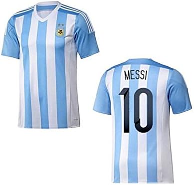 TTP Sport Argentina Soccer Jersey Football Shirts One Set Size : Medium - SKY Blue (9#cc01)-#10 (Home)-no.10 Messi + Multicolor Socks (1 Pair)