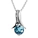 1ct. Swiss Blue Topaz Solitaire Pendant-Necklace in Sterling Silver 18" Chain