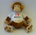 Monkey plush toy with I Love Buffy T-Shirt