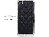 iPhone 4S / 4 Novoskins Coco Novo Quilted Luxe Crystal Frame Hard Case in Black/ Schwarz Quilted PU Leather on Silver/ Silber Chrome Case