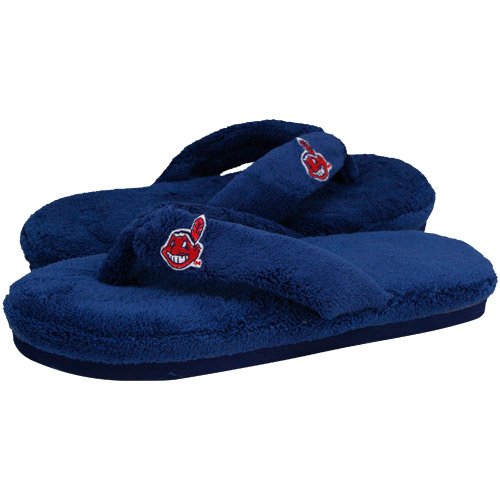 Cleveland Indians Ladies Navy Blue Plush Thong Slippers (9/10)