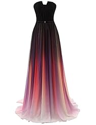 Strapless Chiffon Floor Length Backless Evening Dress/Prom Dress/Party Dress  With a Sash 