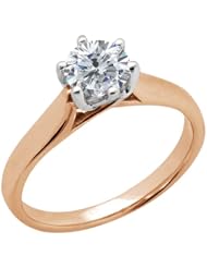 0.80 Ct Round H/I SI1/SI2 Diamond 14K Rose Gold Ring