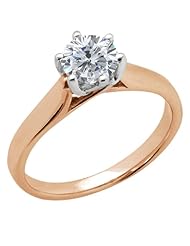 0.75 Ct Round H/I SI1/SI2 Diamond 18K Rose Gold Ring