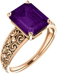10K Rose Gold 10.00x8.00mm Emerald Cut Chatham Created Alexandrite Ring -- LIFETIME WARRANTY