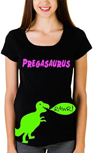 'Pregasaurus' with Dinosaur 'Rawr' Maternity Women's Black T-shirt