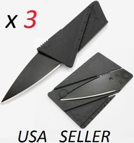 Bulk Lot of 3 Credit Card Pocket wallet folding knife Survival Steel Blade Tool