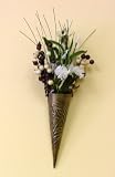 Antique Finished Metal Wall Pocket Floral Arrangement