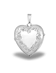 Sterling Silver Heart Four Photo Locket 1 inch x 1 inch In Sterling Silver