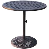 Darlee Series 30 Pedestal Cast Aluminum Outdoor Patio Dining Table - 30 Inch Round - Antique Bronze
