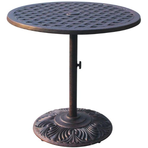 Darlee Series 30 Pedestal Cast Aluminum Outdoor Patio Dining Table - 30 Inch Round - Antique Bronze