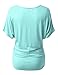 NINEXIS Womens Short Sleeve Round Neck Batwing Dolman Top with Shirred Sides (S-3XL)