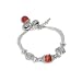 8-Inch Silver Marcasite Shell & Small Bell & Agate Bead Link Bracelet Chain Jewellery