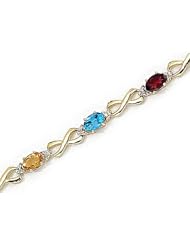 14kt Yellow Gold Oval Multi Color and Diamond Bracelet
