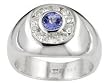 14K White Gold Man's Tanzanite and Diamond Ring