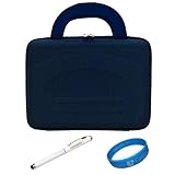 Blue Durable Semi Hard Nylon Protective Cube Carrying Case for Apple iPad 3 Wifi Tablet (16GB, 32GB, 64GB) and Apple iPad 1 and iPad 2 + White Executive Laser Stylus Pen with LED Light + SumacLife TM Wisdom Courage Wristband