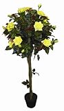 Artificial Rose Lady Ball Tree (yellow) - 120cm - Real Wood Stem