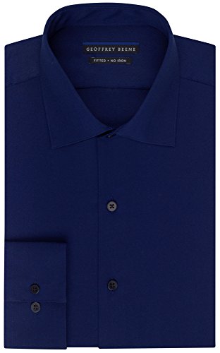 Geoffrey Beene Fitted No Iron Sateen Dress Shirt - Yacht Club Blue