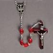 Confirmation Rosary - Red Crucifix - Descending Dove Centerpiece - 6mm Transparent Red Oval Beads - IMPORTED FROM ITALY