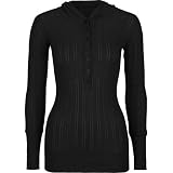 FULL TILT Henley Womens Hoodie Sweater - Black