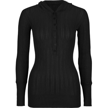 FULL TILT Henley Womens Hoodie Sweater - Black