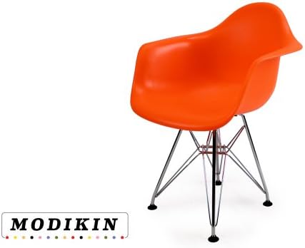 MODIKIN Kids Eiffel Wire Base Shell Chair - Mini Midcentury Modern! (Neon Orange)